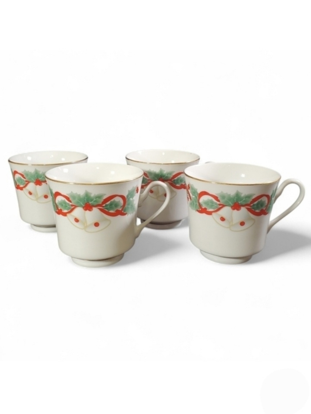 Sango Noel 1990 Christmas Teacups Mug Set of 4 Vintage Holiday Christmas